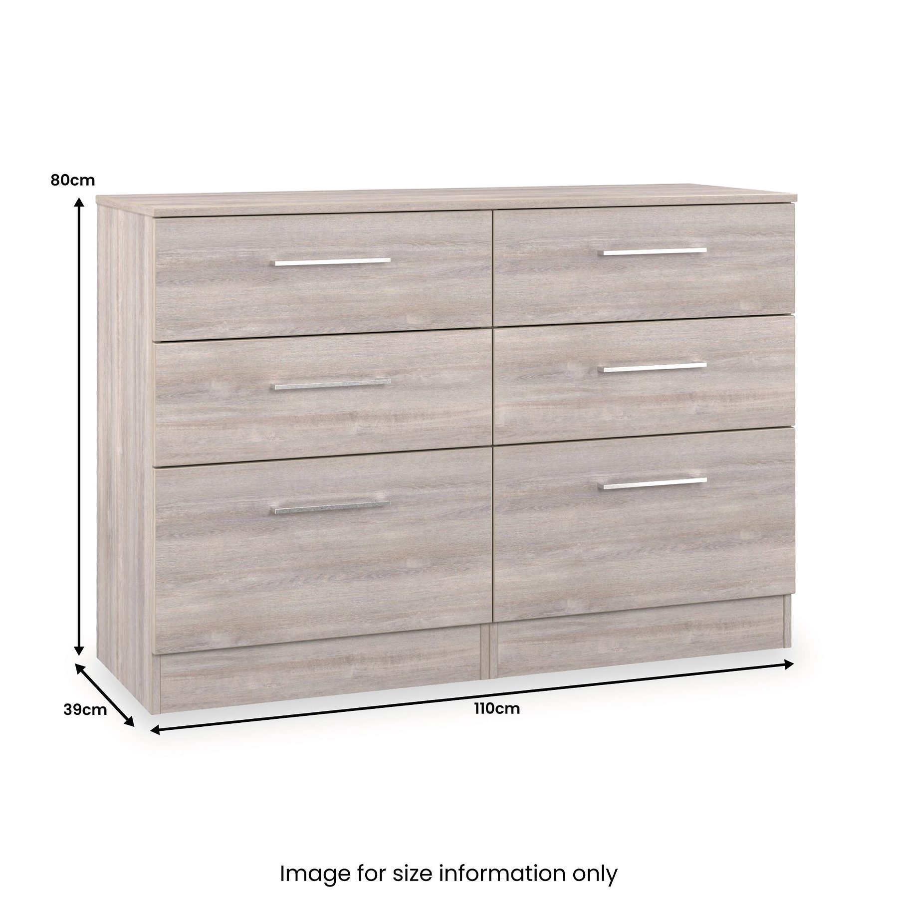 Ellington 6 Drawer Wide Chest Grey Oak from Roseland Furniture