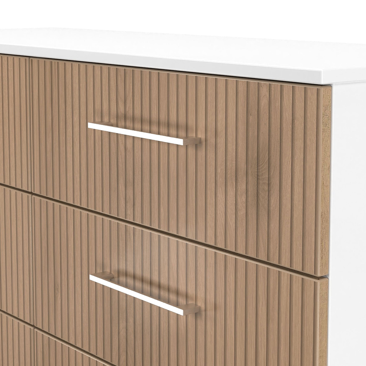 Ellington 6 Drawer Wide Chest Slatted Effect White from Roseland Furniture