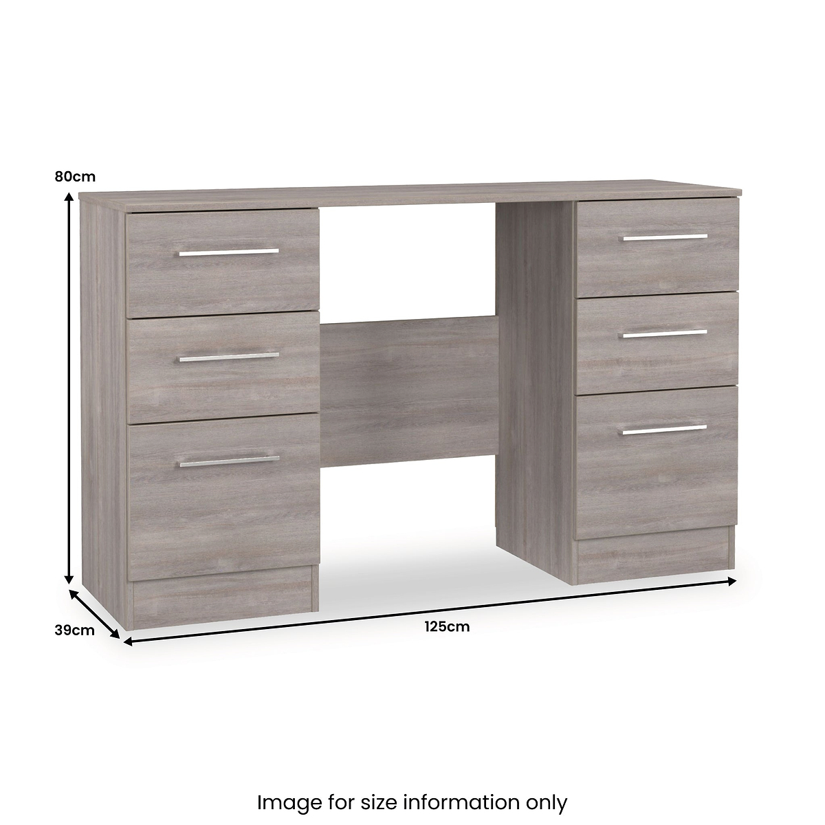 Ellington 6 Drawer Desk Grey Oak from Roseland Furniture