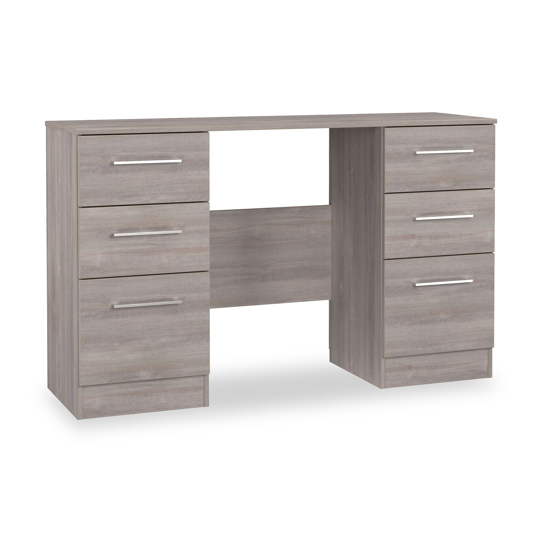 Ellington 6 Drawer Desk Grey Oak from Roseland Furniture