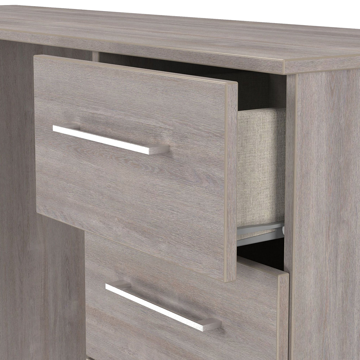 Ellington 6 Drawer Desk Grey Oak from Roseland Furniture
