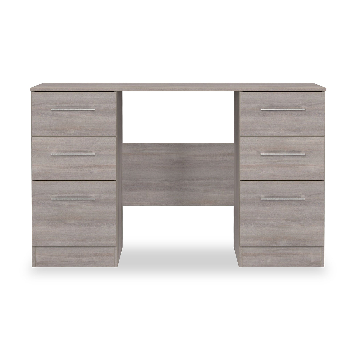 Ellington 6 Drawer Desk Grey Oak from Roseland Furniture