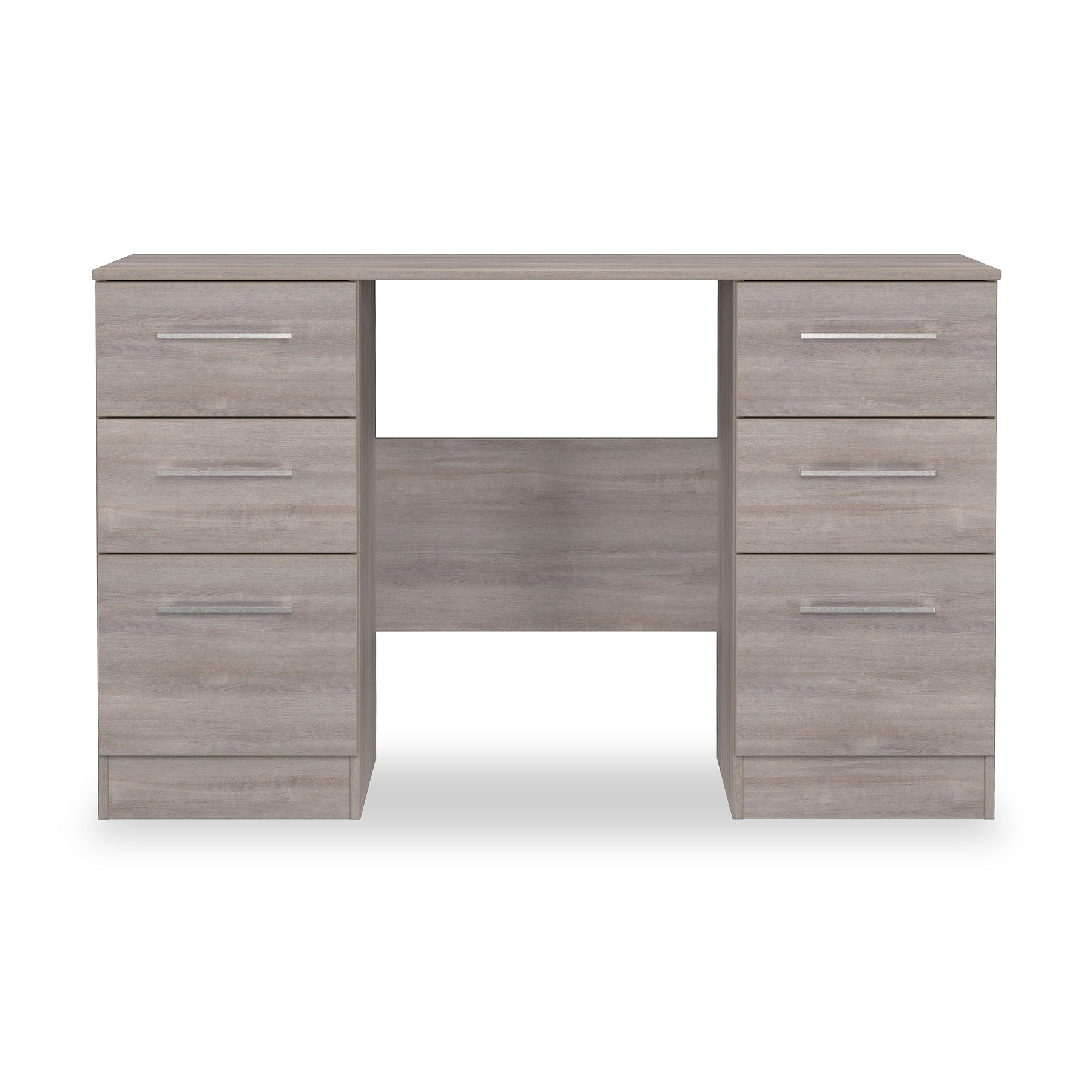 Ellington 6 Drawer Desk Grey Oak from Roseland Furniture
