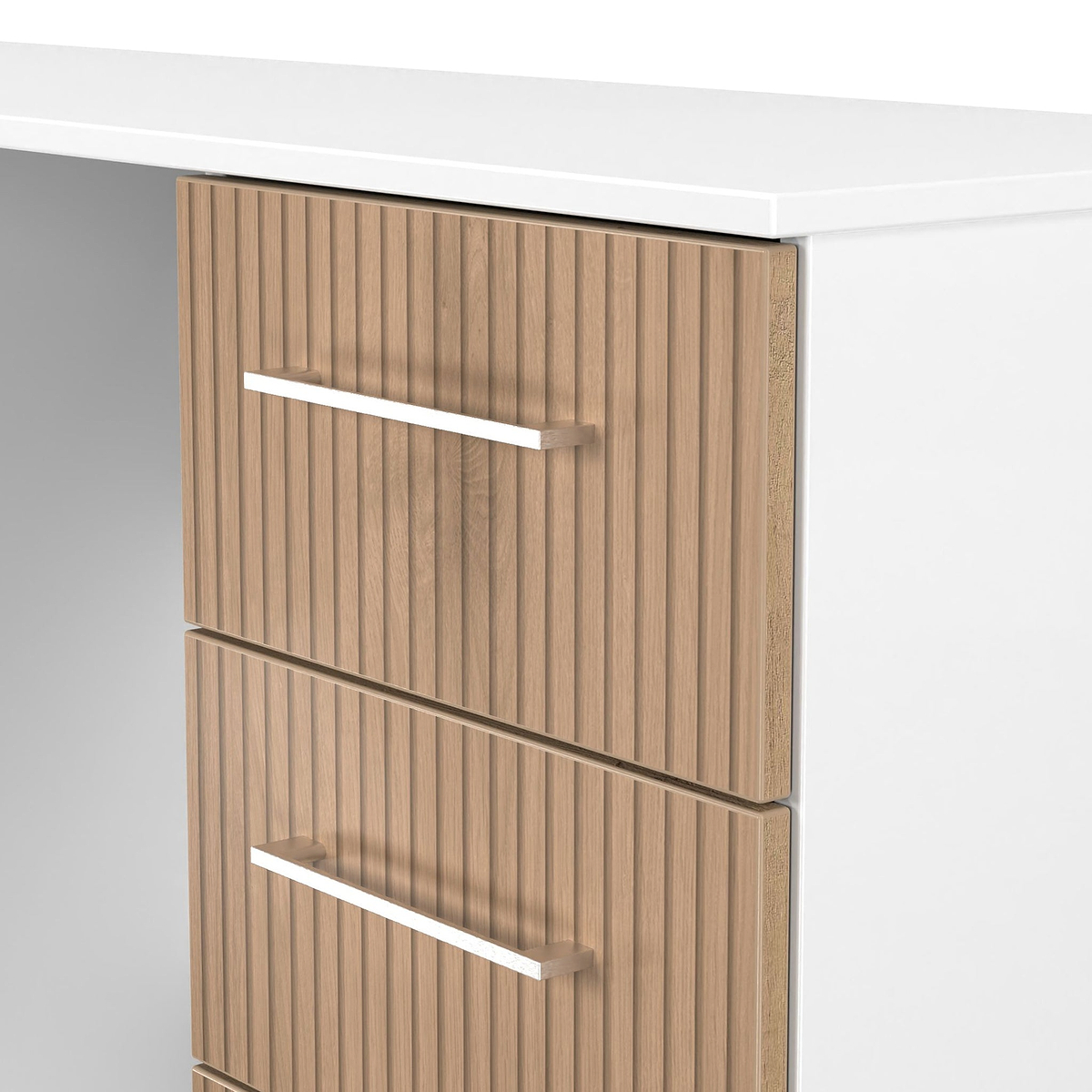 Ellington 6 Drawer Desk Slatted Effect White from Roseland Furniture