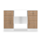 Ellington 6 Drawer Desk Slatted Effect White from Roseland Furniture