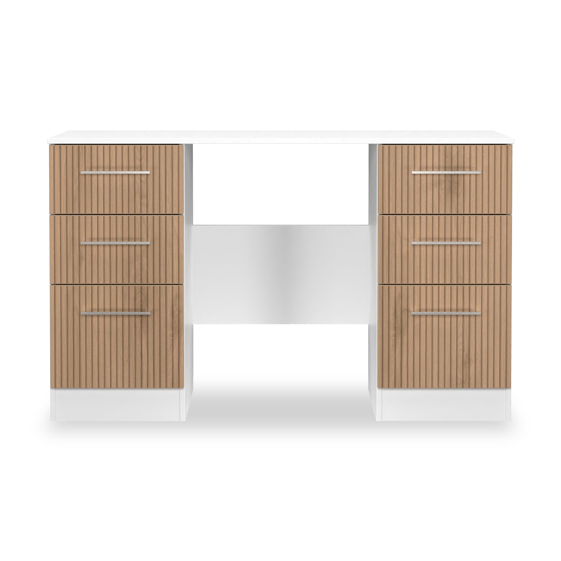 Ellington 6 Drawer Desk Slatted Effect White from Roseland Furniture