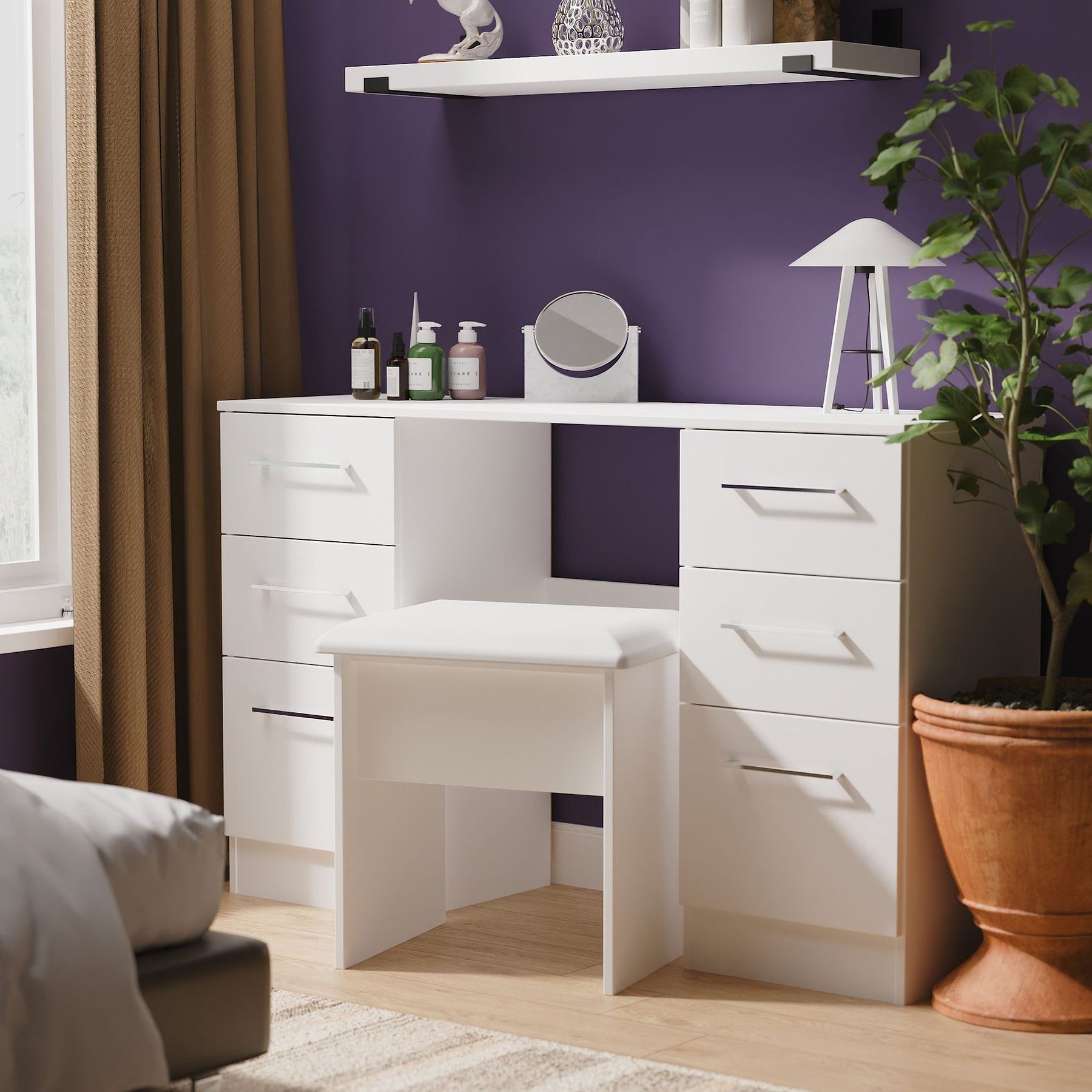 Ellington 6 Drawer Desk White from Roseland Furniture
