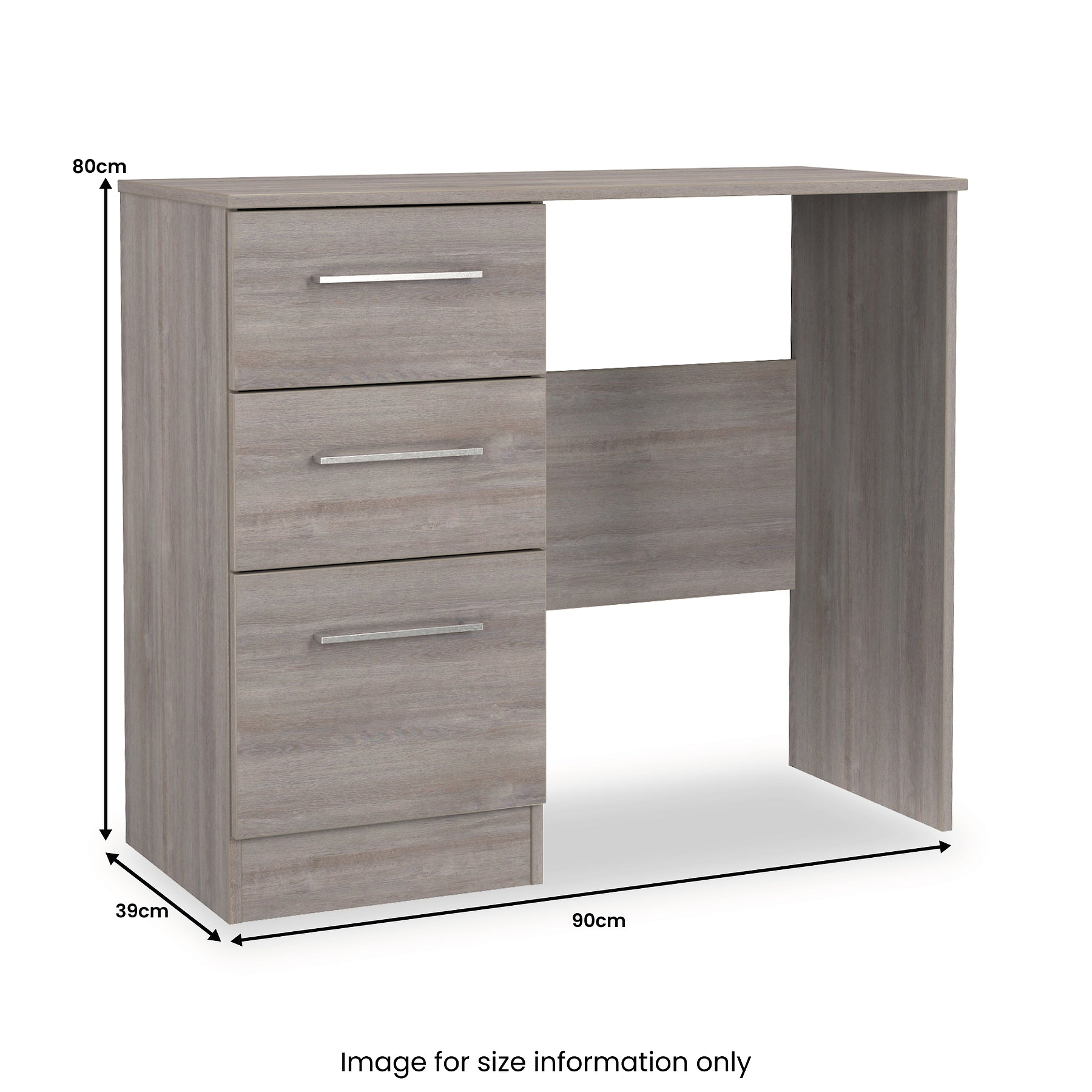 Ellington 3 Drawer Dressing Table Grey Oak from Roseland Furniture