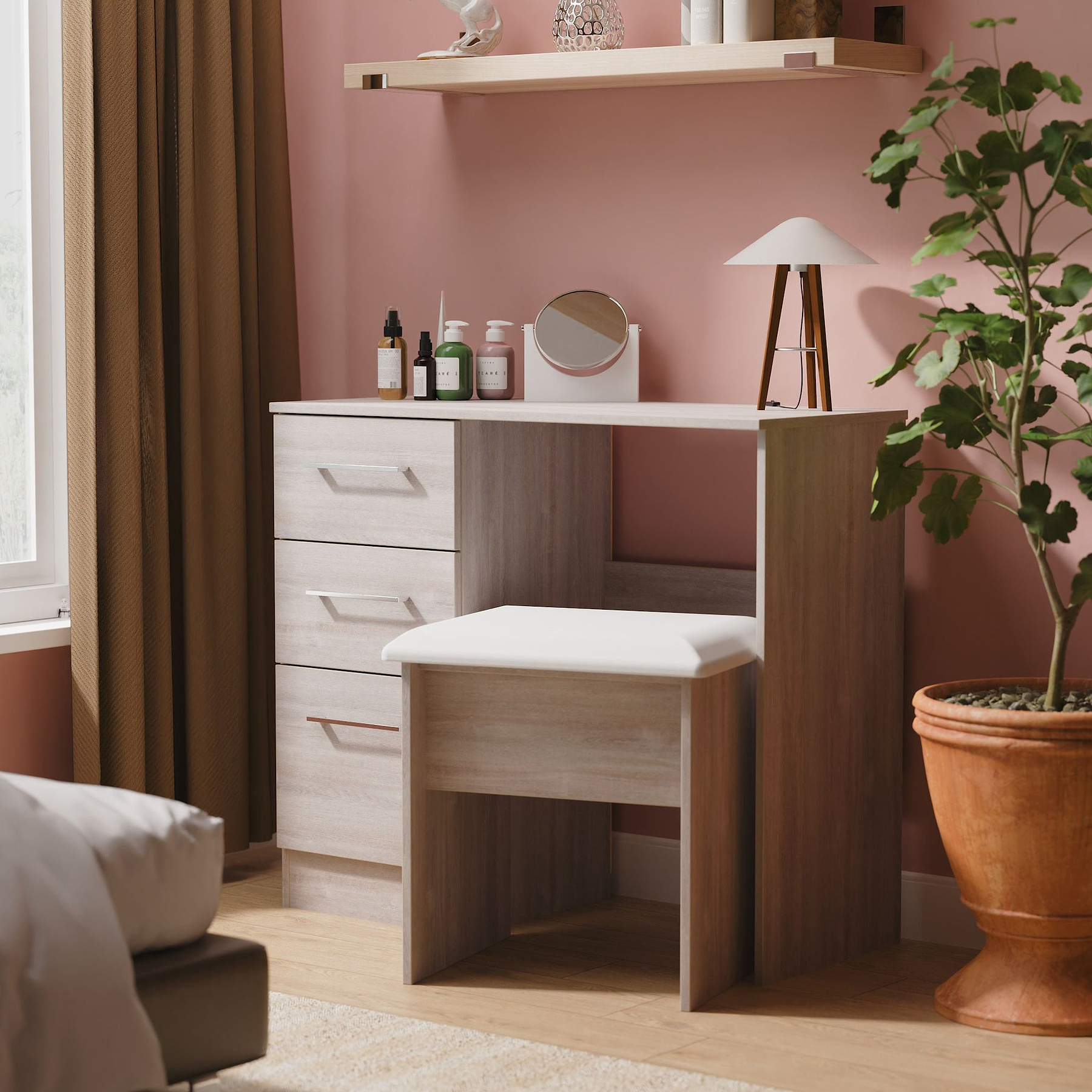 Ellington 3 Drawer Dressing Table Grey Oak from Roseland Furniture