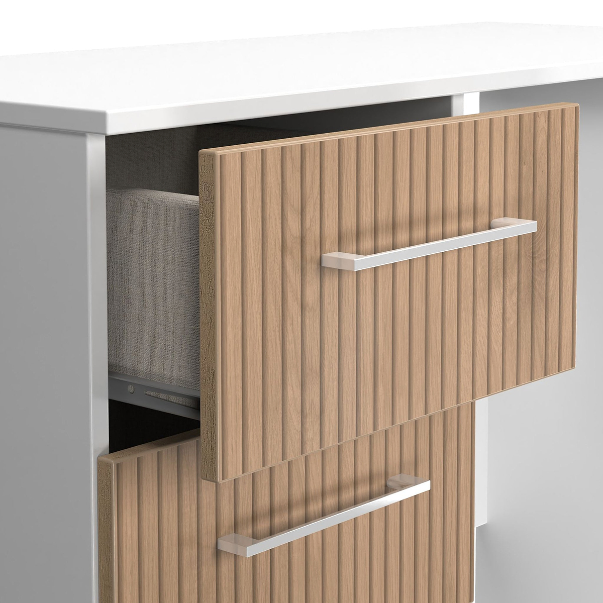 Ellington 3 Drawer Dressing Table Slatted Effect White from Roseland Furniture