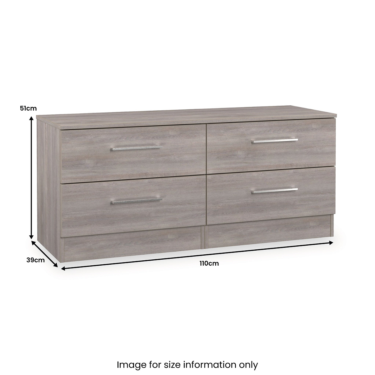 Ellington 4 Drawer Low Storage Unit Grey Oak from Roseland Furniture
