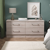 Ellington 4 Drawer Low Storage Unit Grey Oak from Roseland Furniture