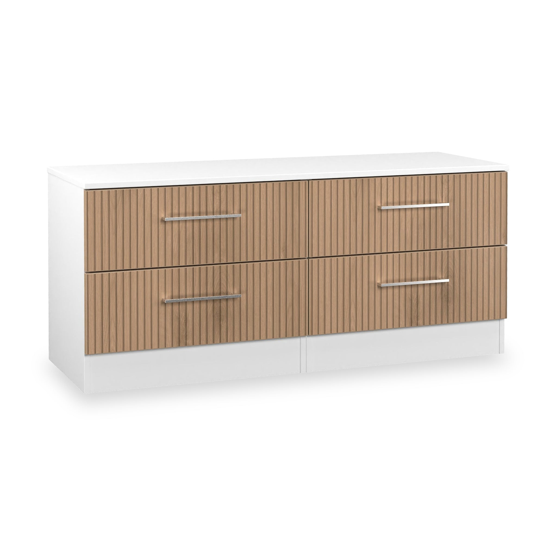 Ellington 4 Drawer Low Storage Unit Slatted Effect White from Roseland Furniture