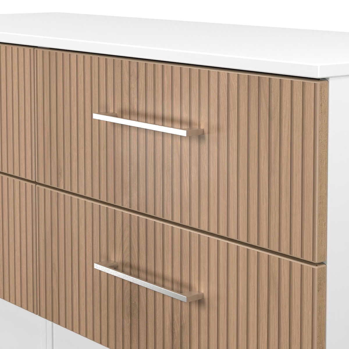 Ellington 4 Drawer Low Storage Unit Slatted Effect White from Roseland Furniture