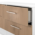 Ellington 4 Drawer Low Storage Unit Slatted Effect White from Roseland Furniture