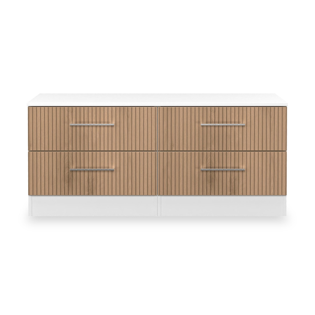 Ellington 4 Drawer Low Storage Unit Slatted Effect White from Roseland Furniture