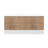 Ellington 4 Drawer Low Storage Unit Slatted Effect White from Roseland Furniture