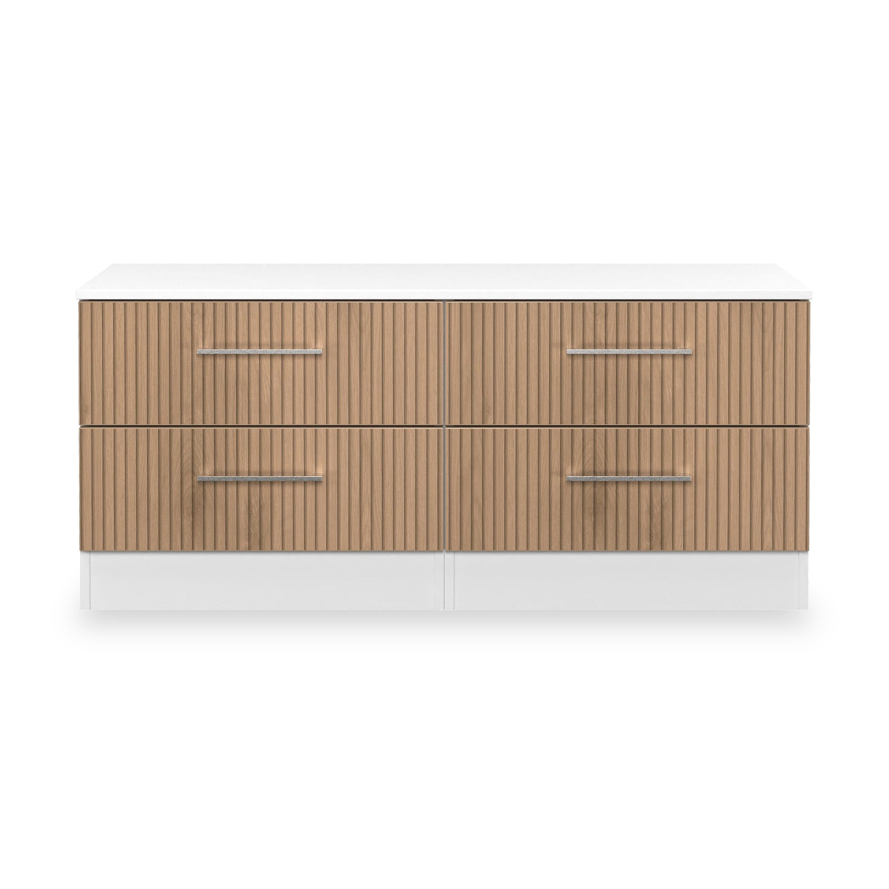 Ellington 4 Drawer Low Storage Unit Slatted Effect White from Roseland Furniture