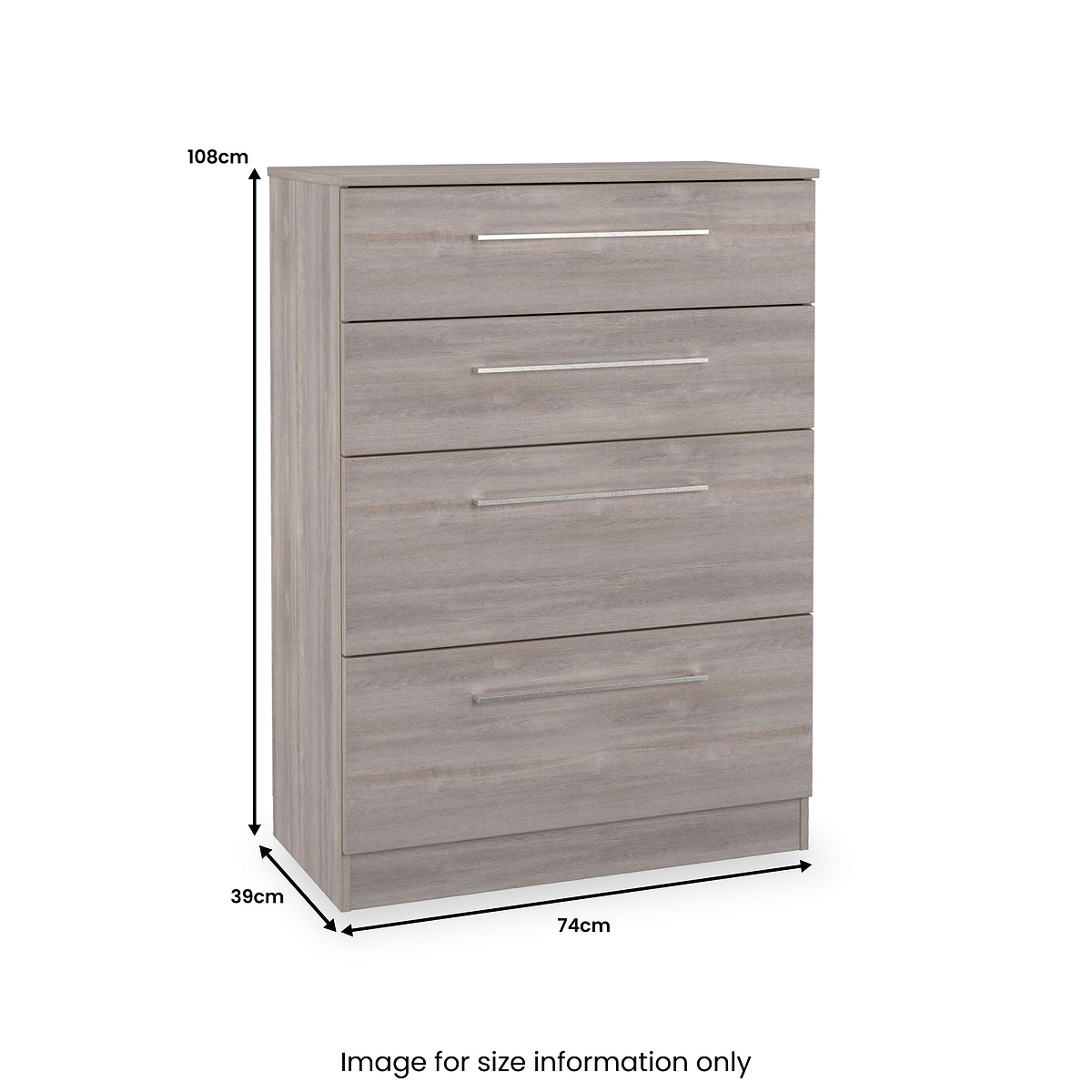 Ellington 4 Drawer Deep Chest Grey Oak from Roseland Furniture