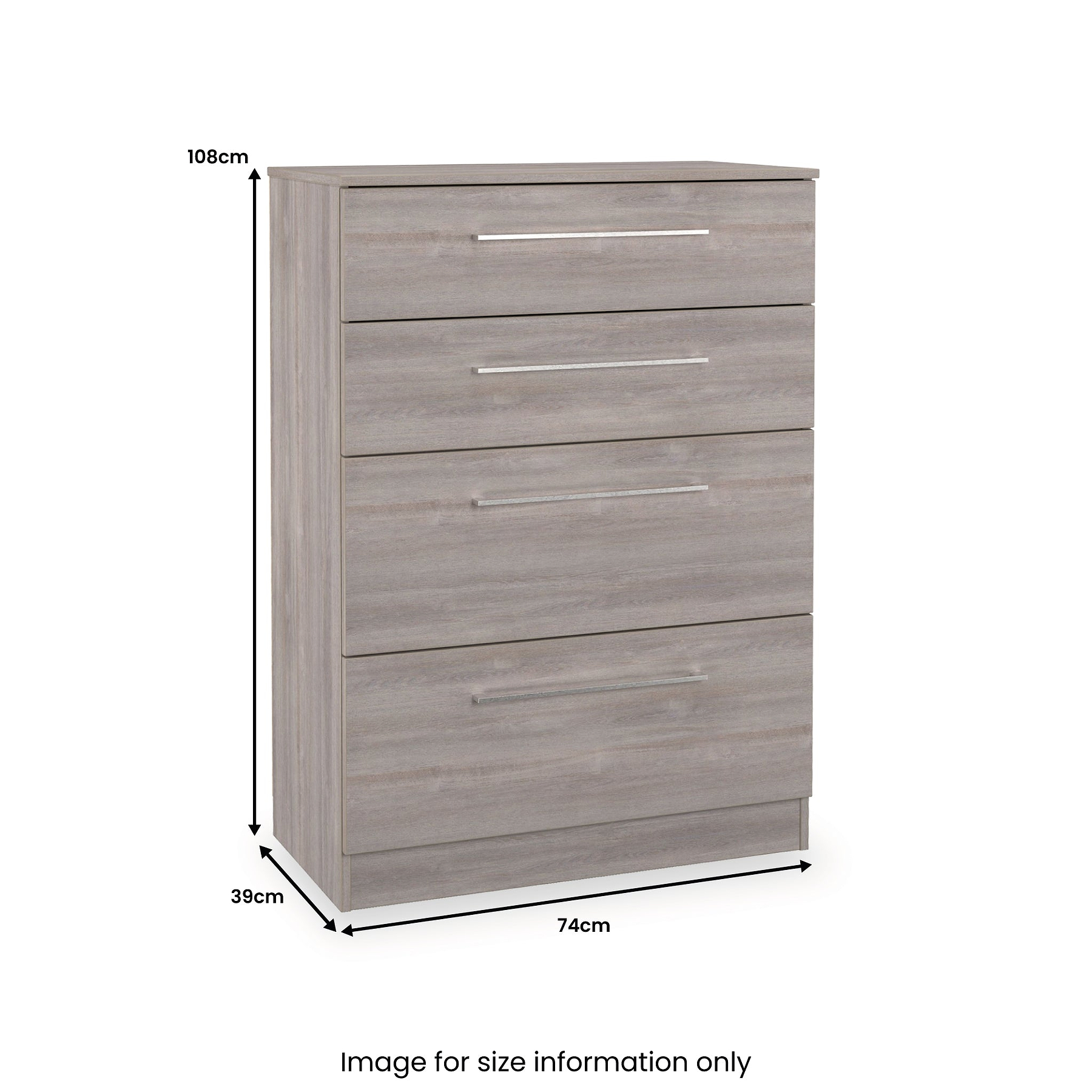 Ellington 4 Drawer Deep Chest Grey Oak from Roseland Furniture
