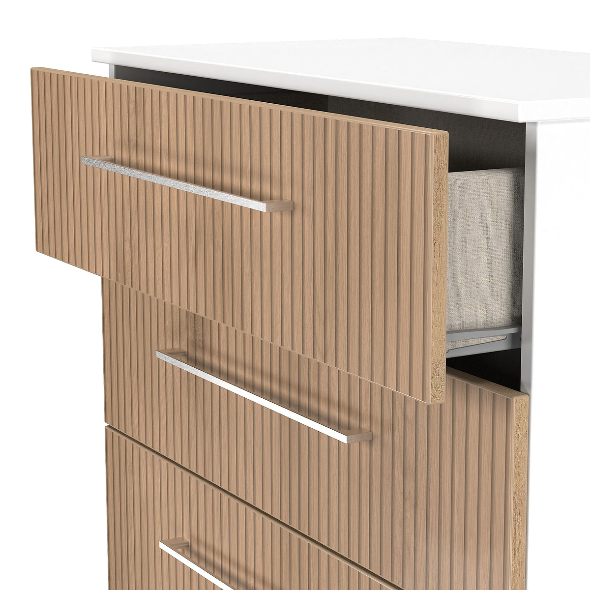 Ellington 4 Drawer Deep Chest Slatted Effect White from Roseland Furniture