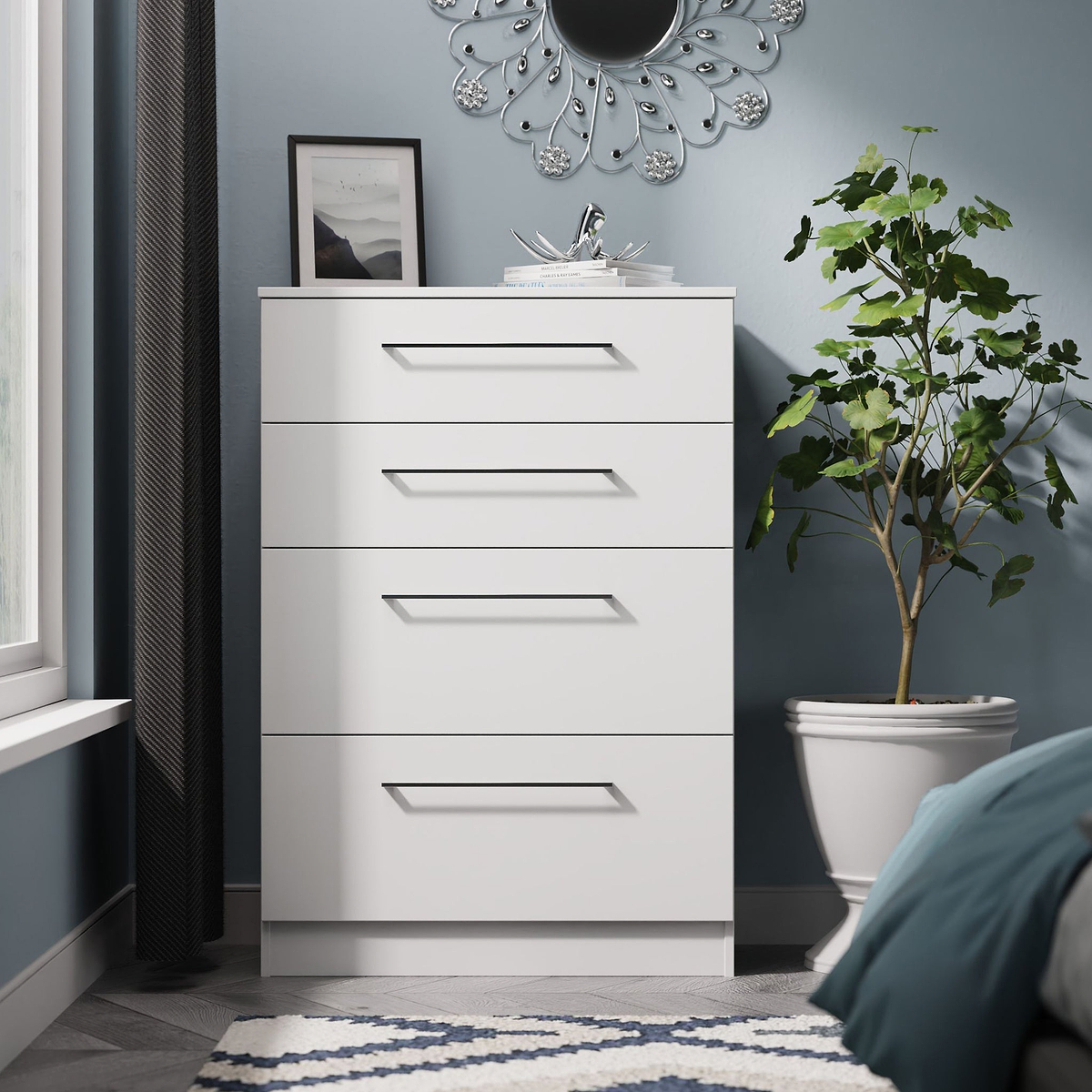 Ellington 4 Drawer Deep Chest White from Roseland Furniture