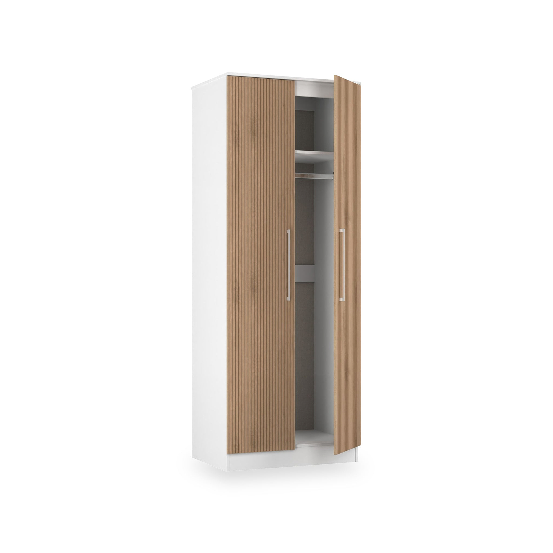 Ellington Double Wardrobe Slatted Effect White from Roseland Furniture