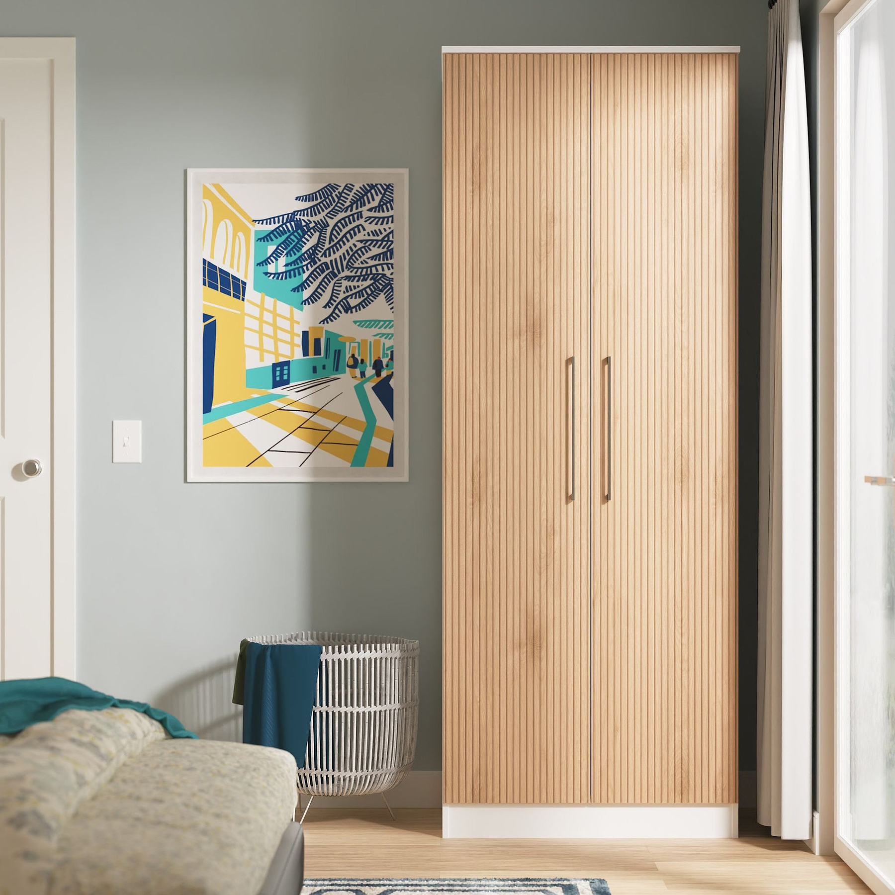 Ellington Double Wardrobe Slatted Effect White from Roseland Furniture