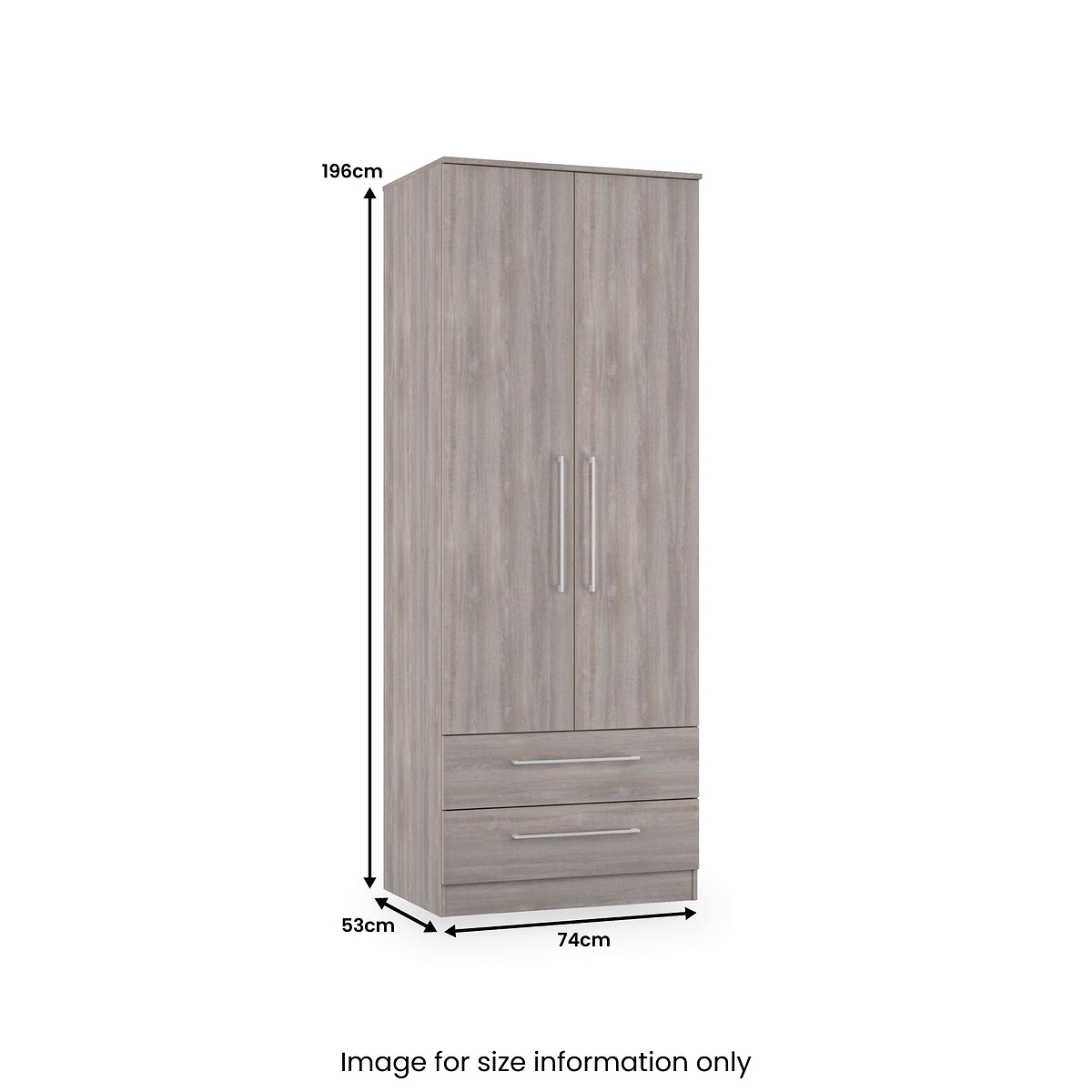 Ellington Double Wardrobe with Drawers Grey Oak from Roseland Furniture