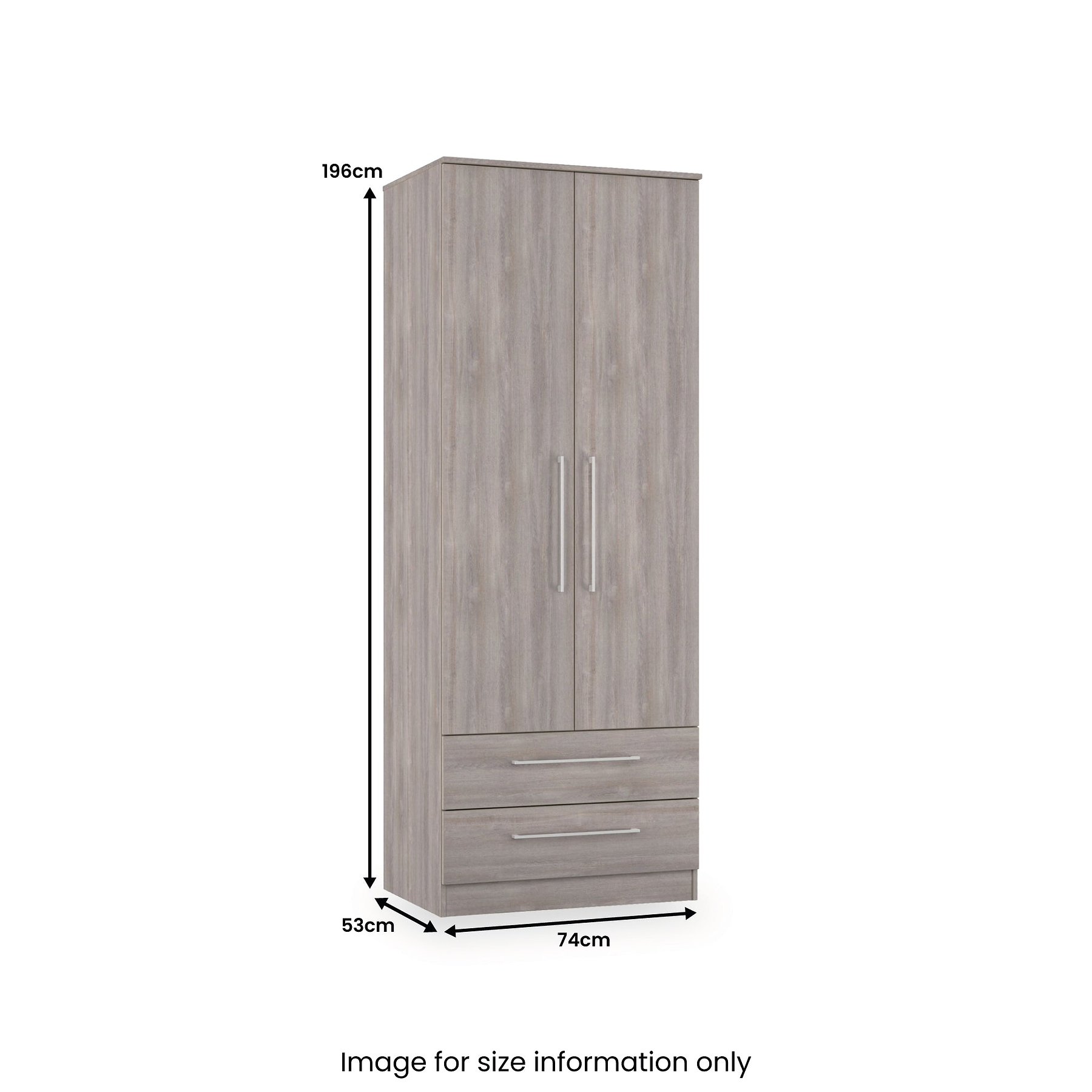 Ellington Double Wardrobe with Drawers Grey Oak from Roseland Furniture