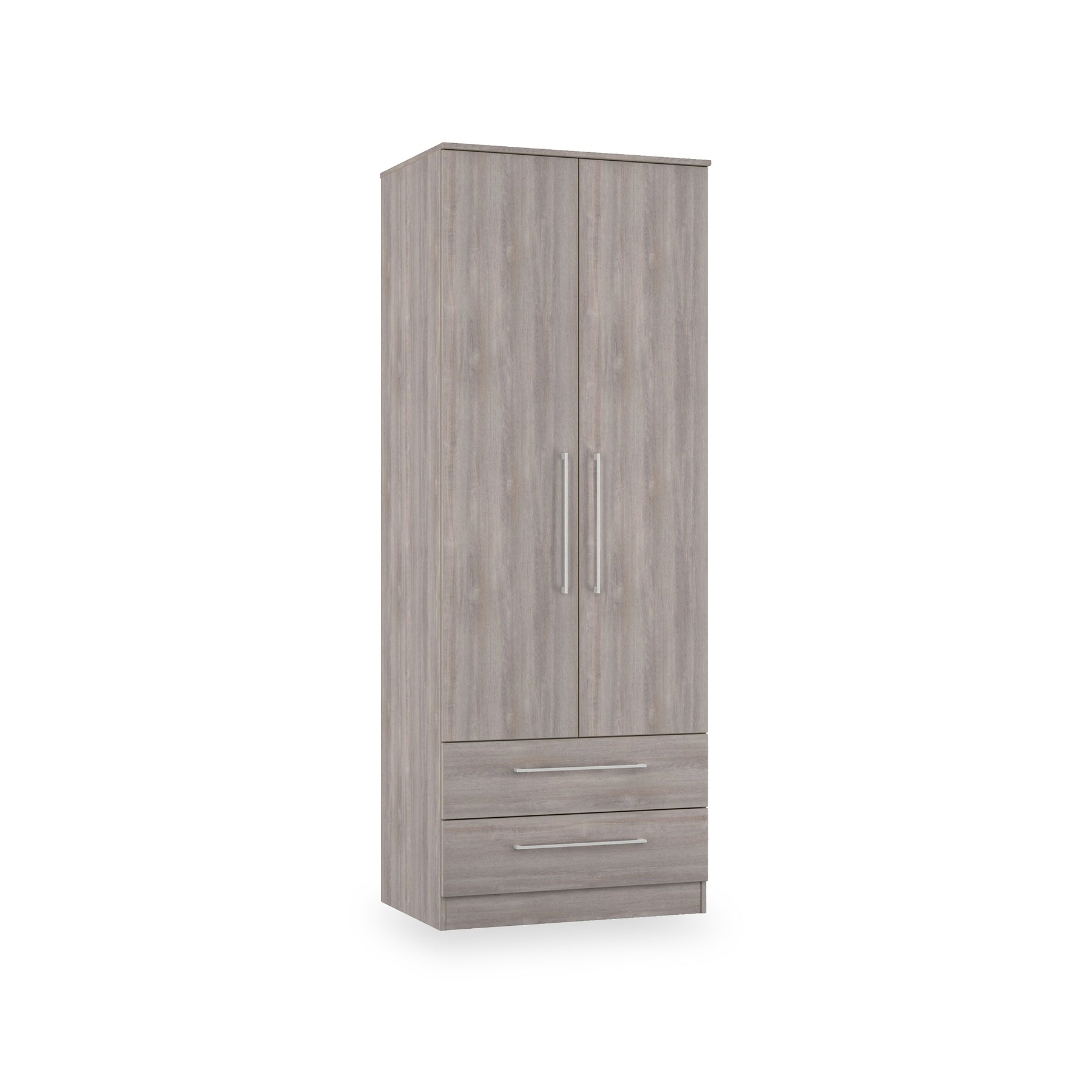 Ellington Double Wardrobe with Drawers Grey Oak from Roseland Furniture
