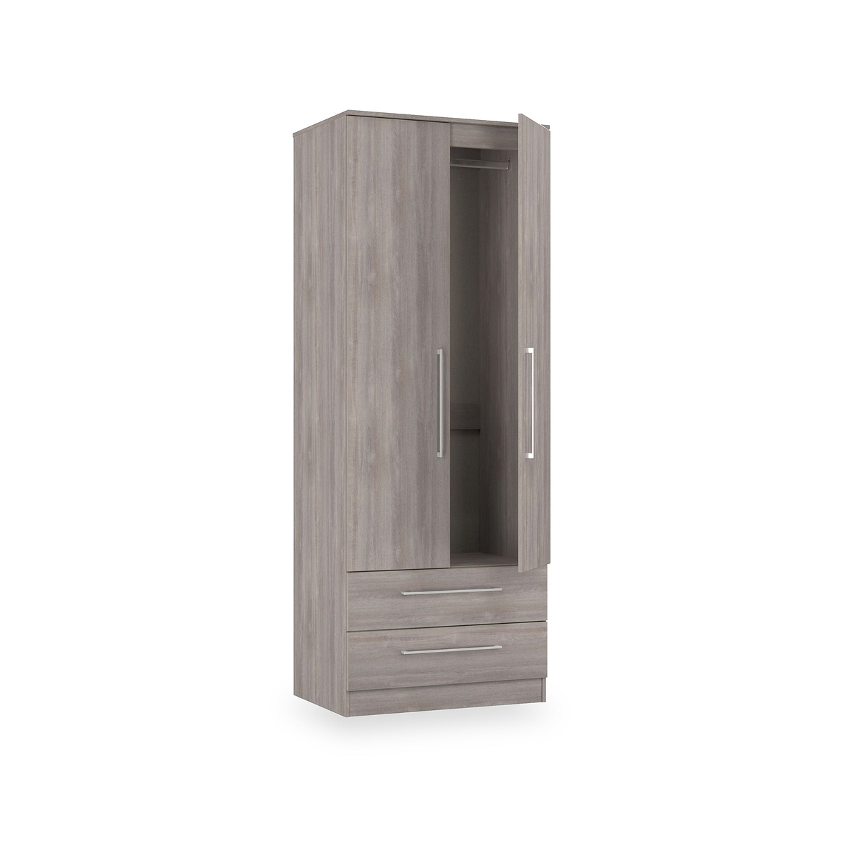 Ellington Double Wardrobe with Drawers Grey Oak from Roseland Furniture