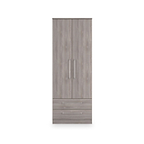 Ellington Double Wardrobe with Drawers Grey Oak from Roseland Furniture