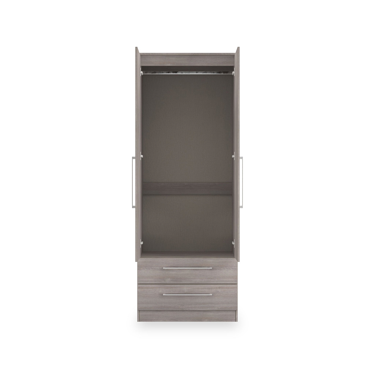 Ellington Double Wardrobe with Drawers Grey Oak from Roseland Furniture