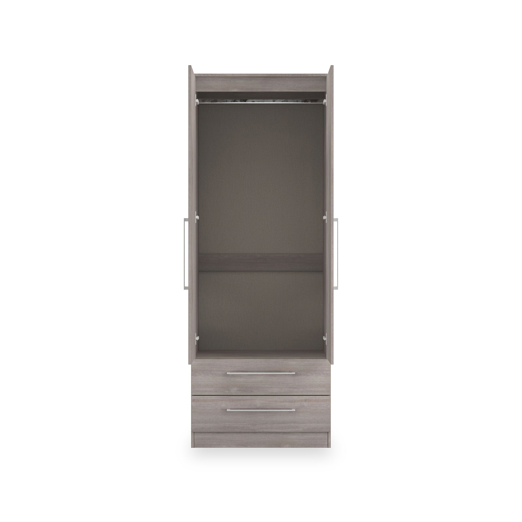 Ellington Double Wardrobe with Drawers Grey Oak from Roseland Furniture