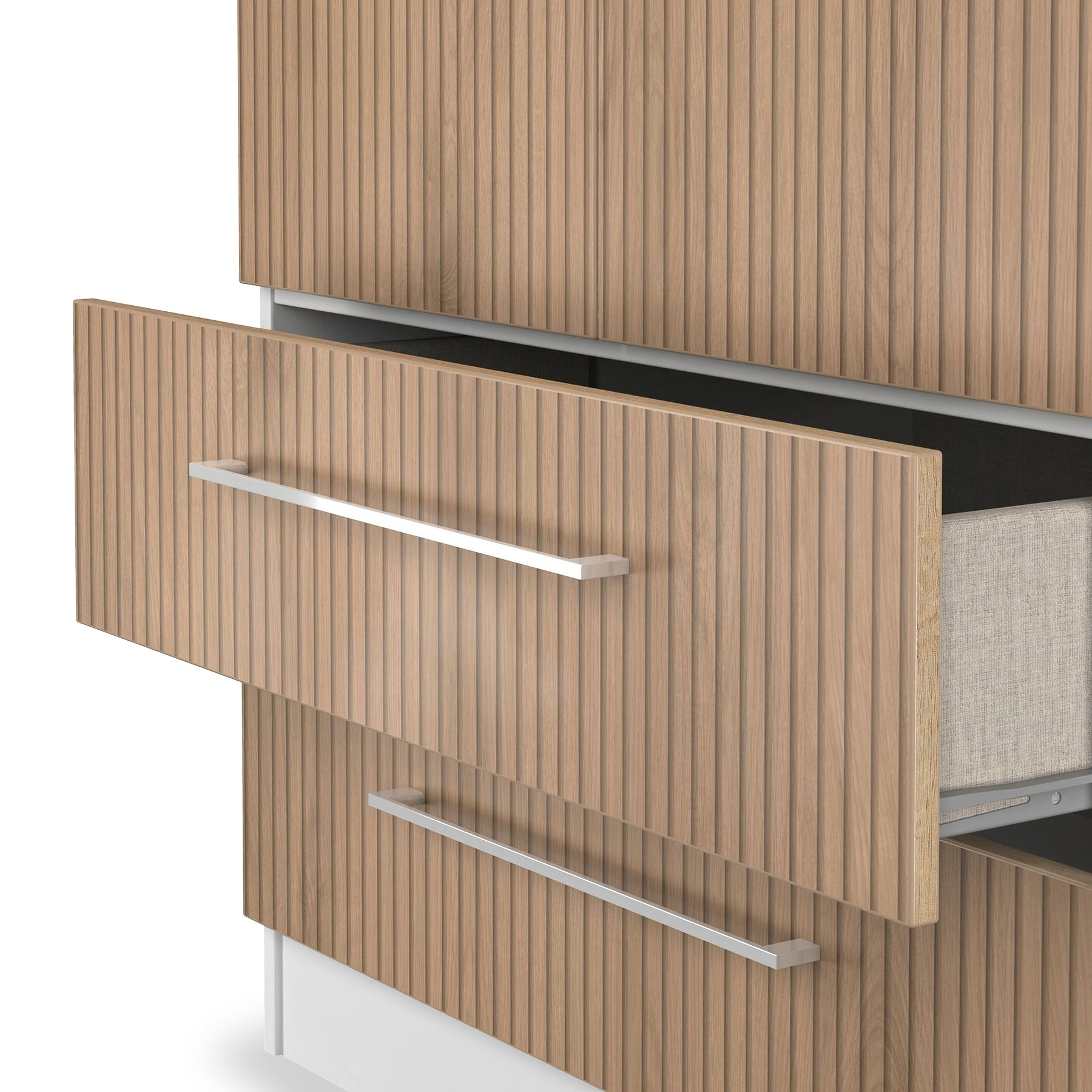 Ellington Double Wardrobe with Drawers Slatted Effect White from Roseland Furniture