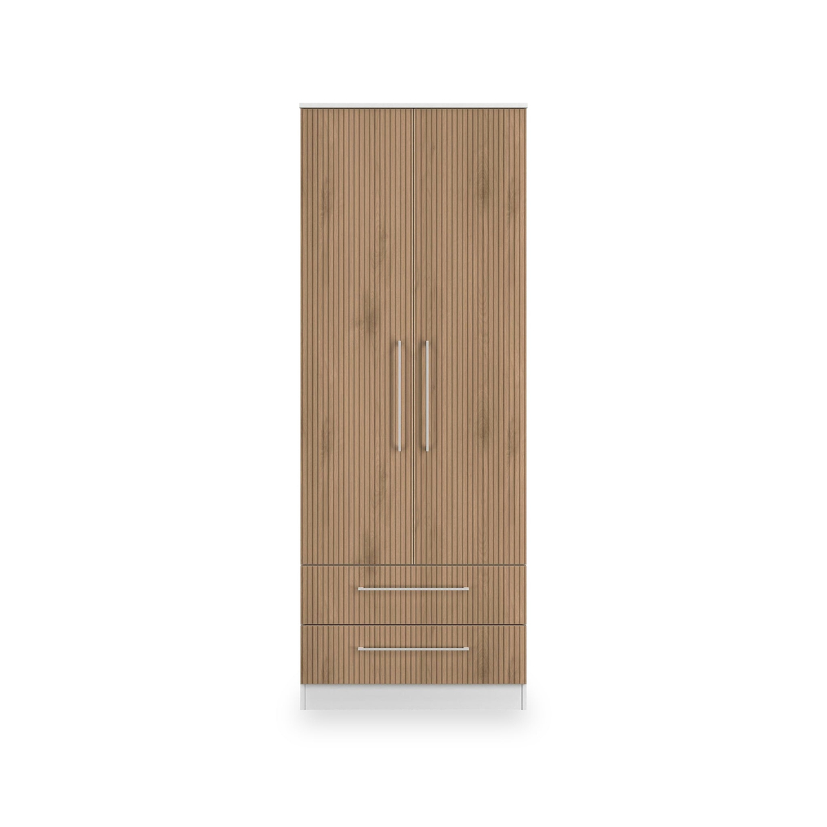 Ellington Double Wardrobe with Drawers Slatted Effect White from Roseland Furniture