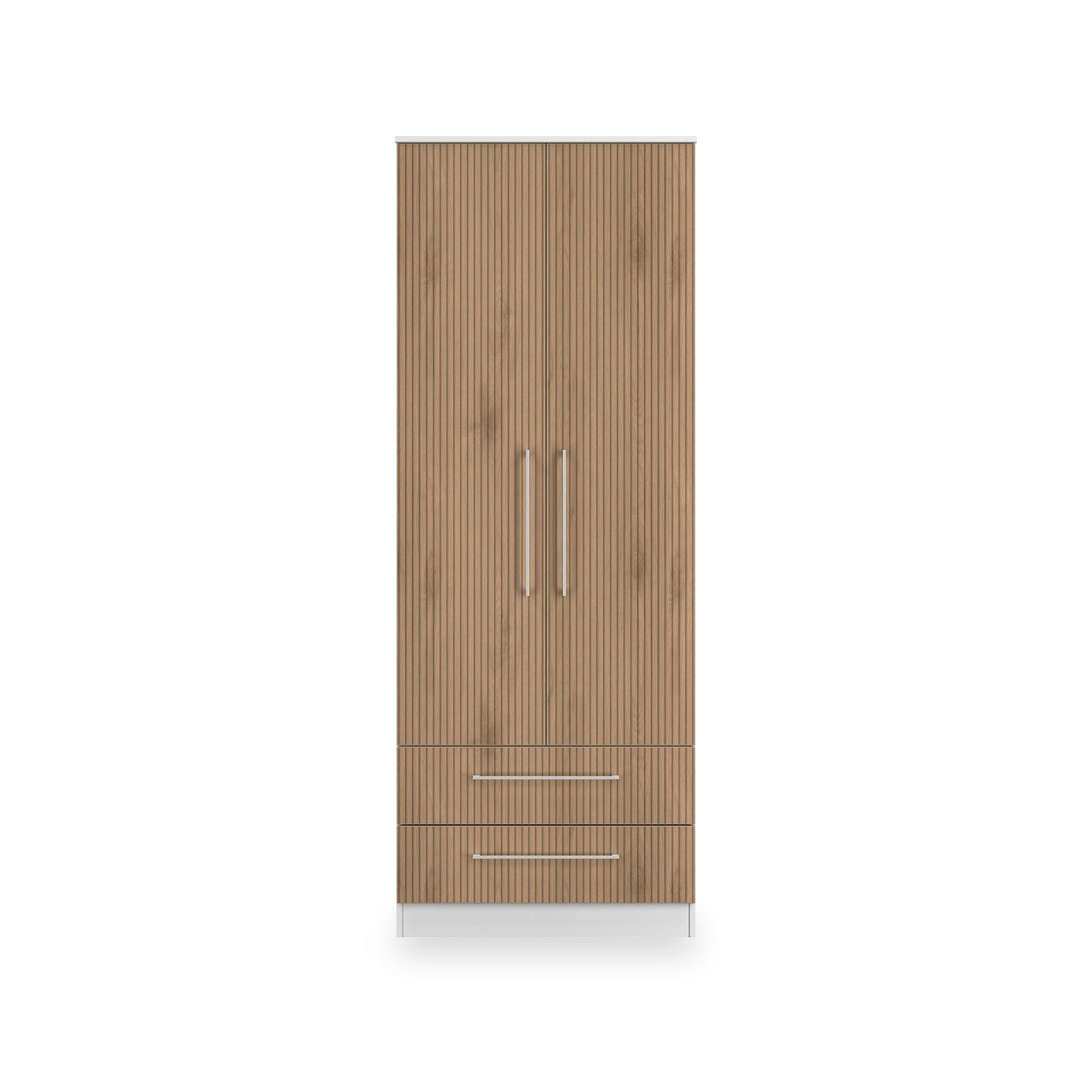 Ellington Double Wardrobe with Drawers Slatted Effect White from Roseland Furniture