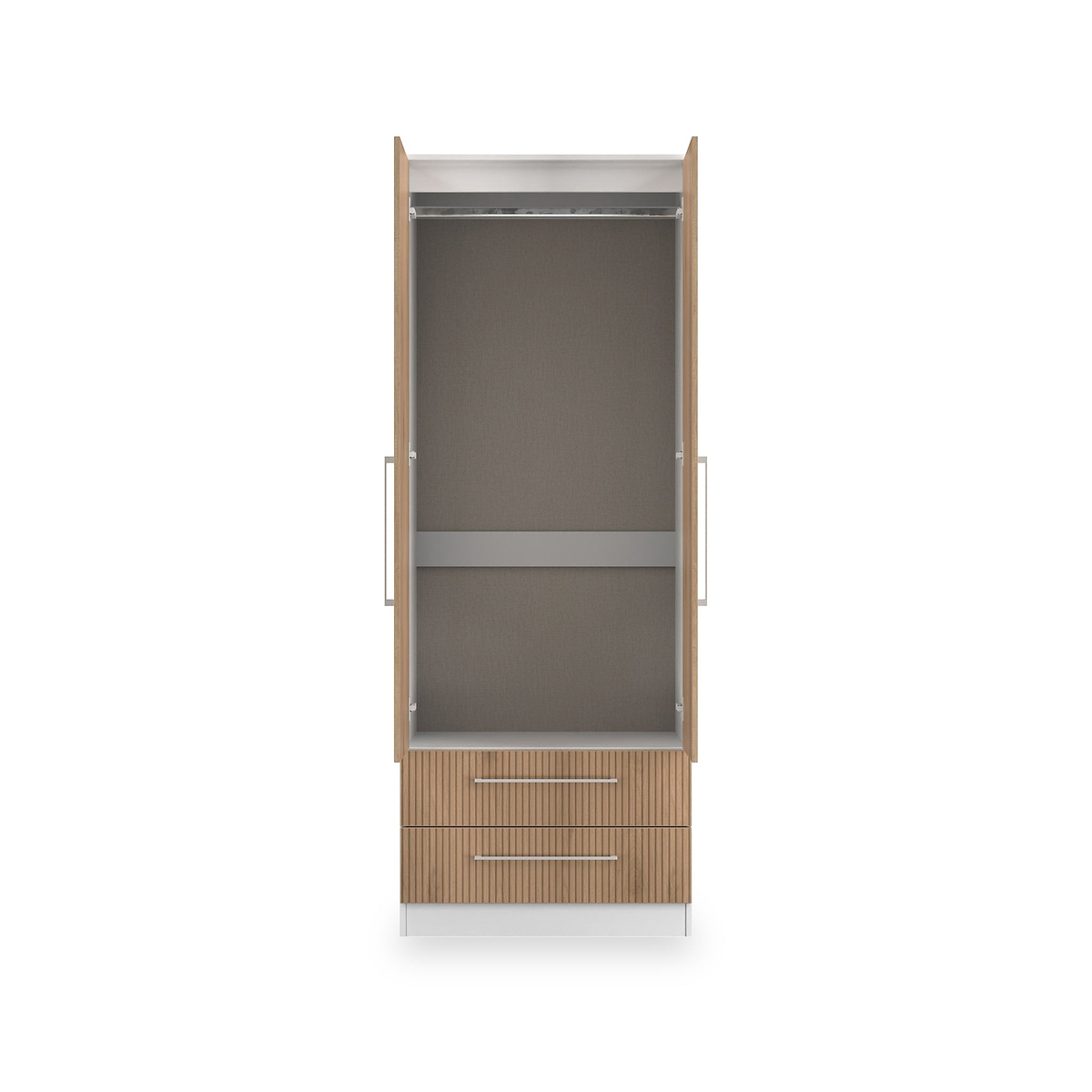 Ellington Double Wardrobe with Drawers Slatted Effect White from Roseland Furniture