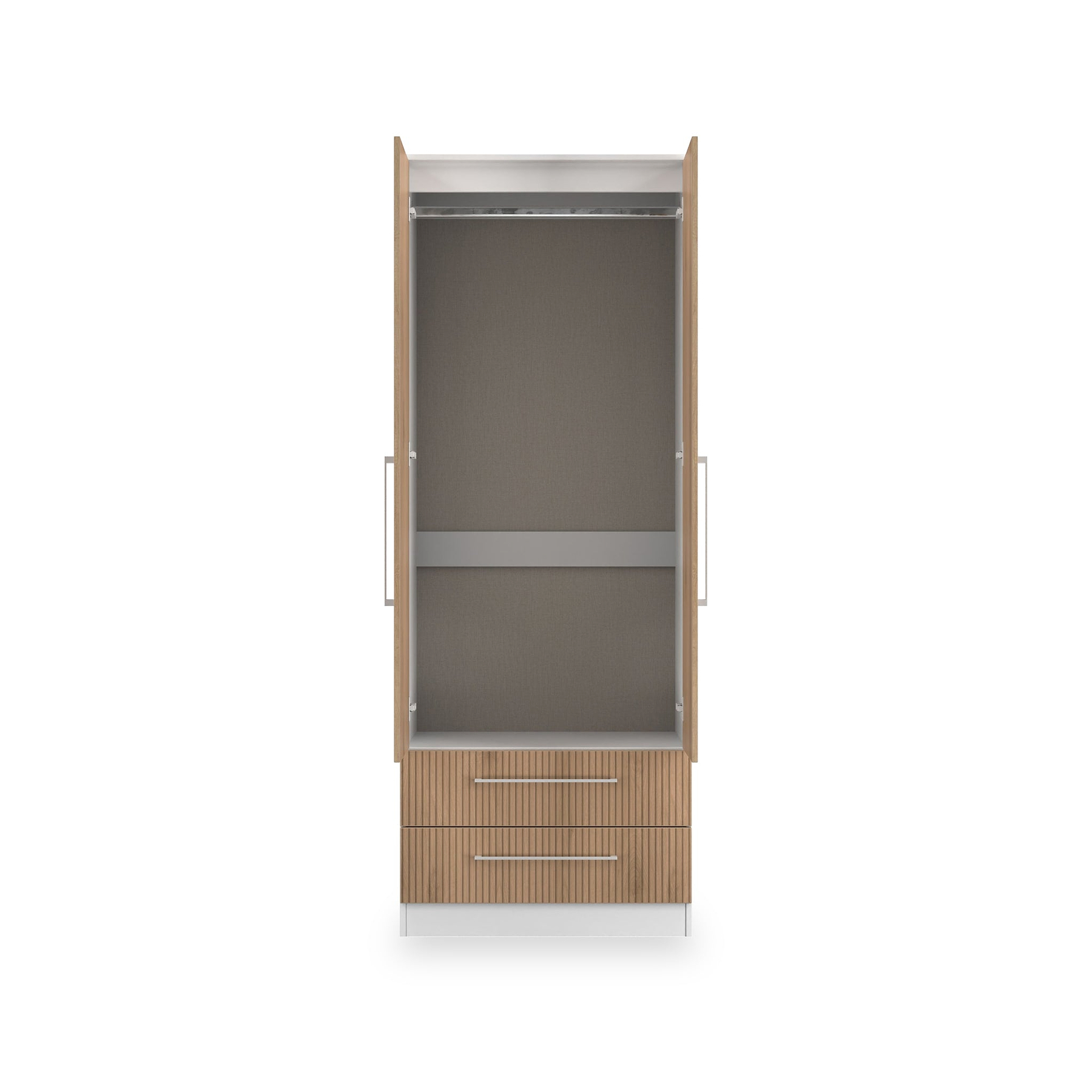 Ellington Double Wardrobe with Drawers Slatted Effect White from Roseland Furniture