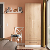 Ellington Double Wardrobe with Drawers Slatted Effect White from Roseland Furniture