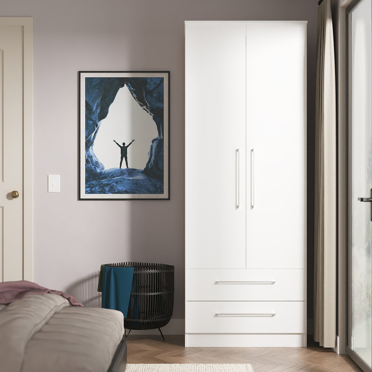 Ellington Double Wardrobe with Drawers White from Roseland Furniture