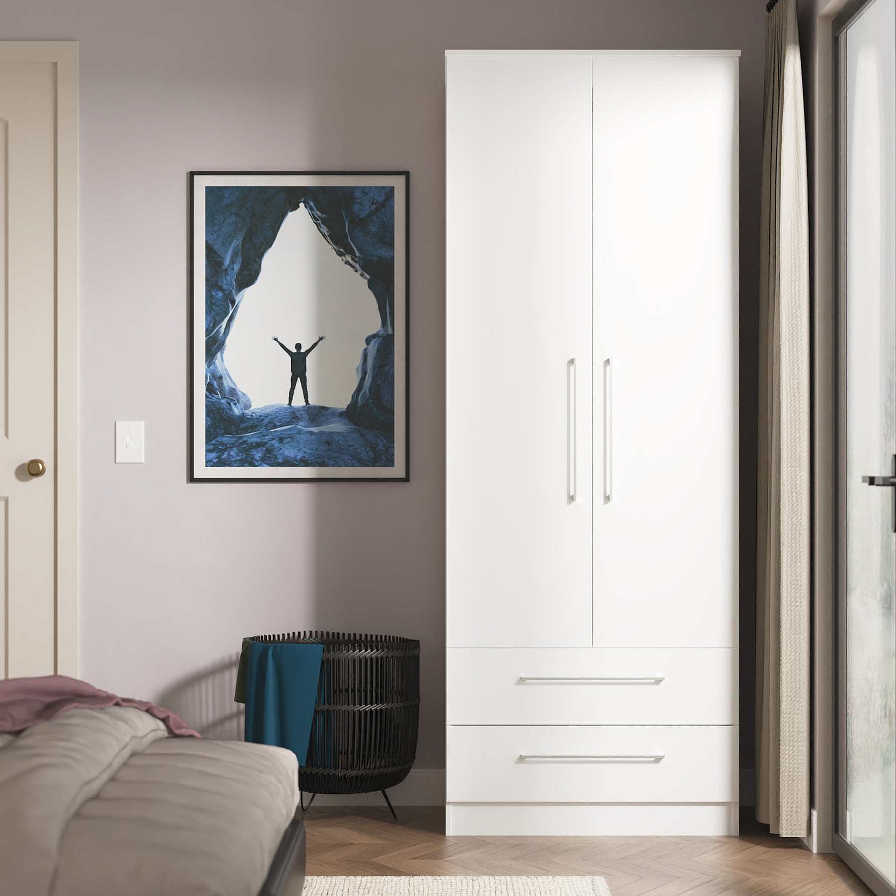 Ellington Double Wardrobe with Drawers White from Roseland Furniture
