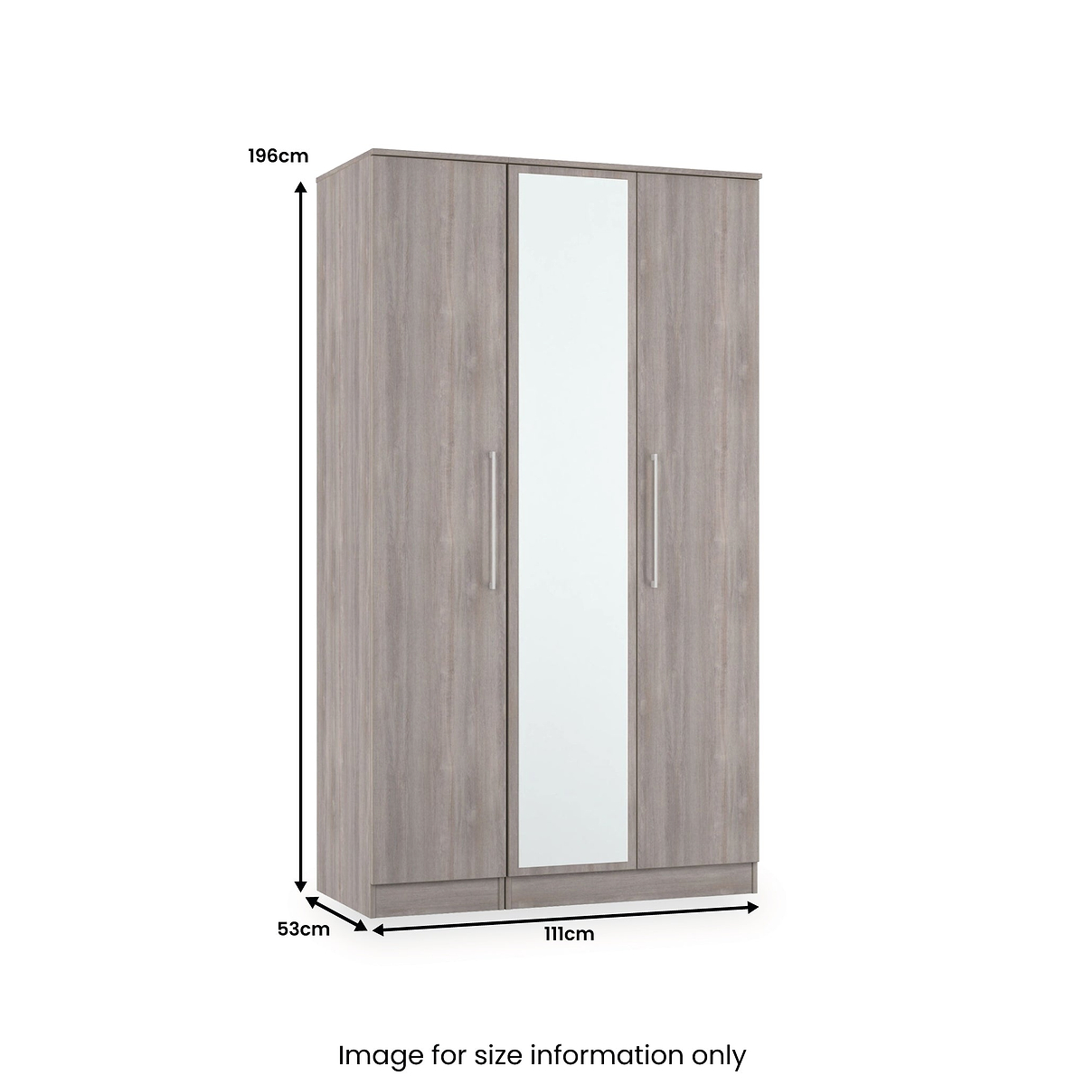Ellington Triple Mirrored Wardrobe Grey Oak from Roseland Furniture