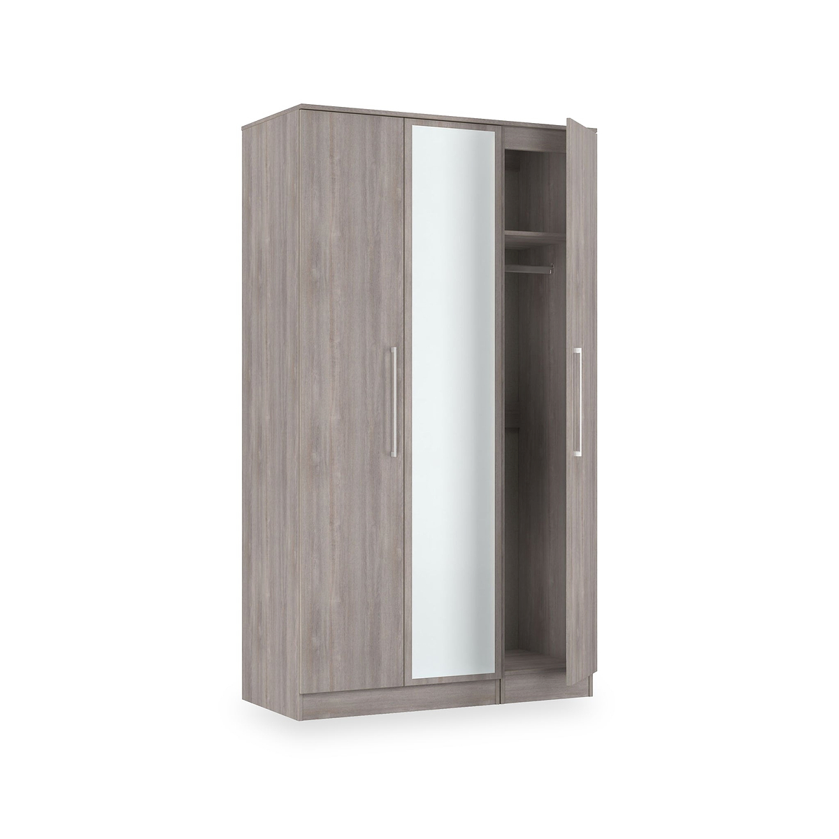 Ellington Triple Mirrored Wardrobe Grey Oak from Roseland Furniture