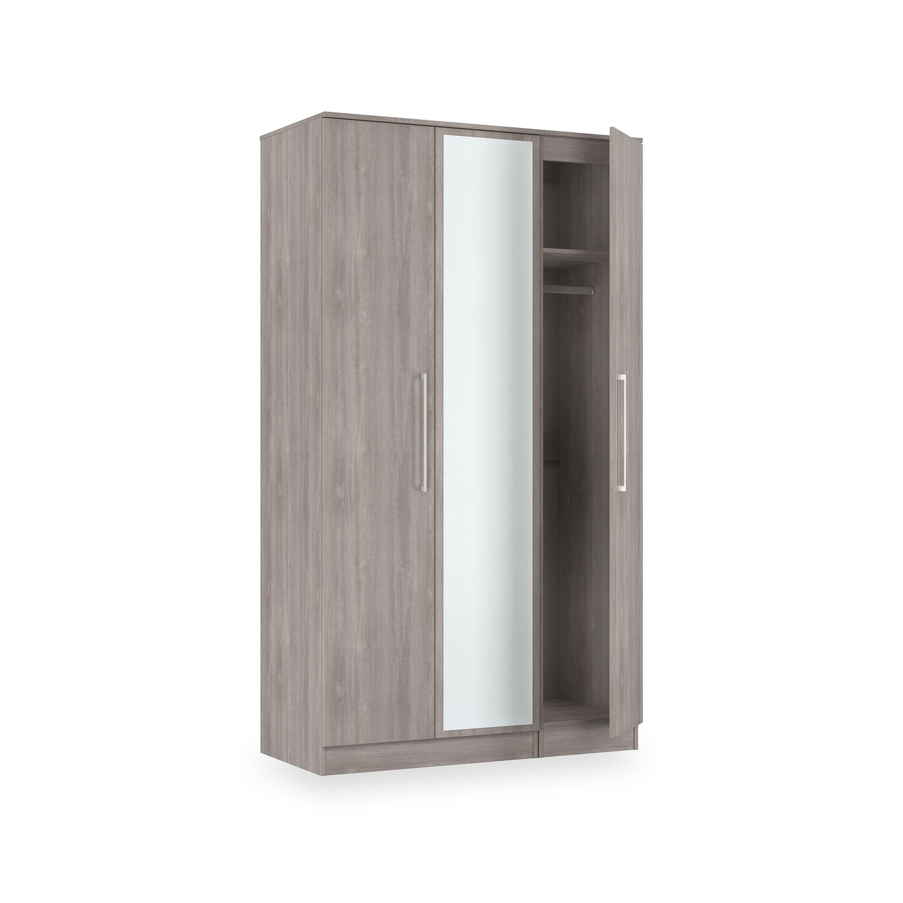 Ellington Triple Mirrored Wardrobe Grey Oak from Roseland Furniture