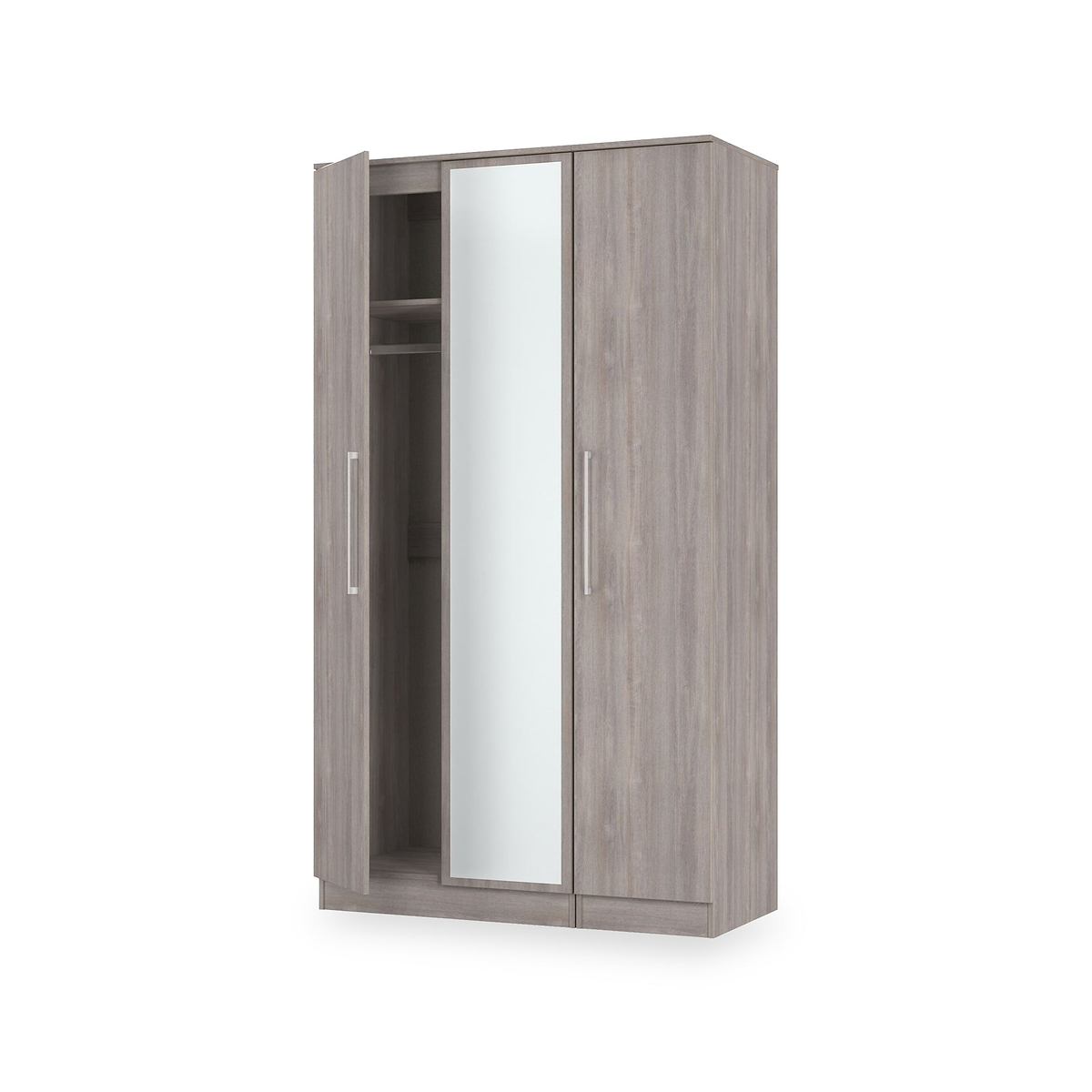 Ellington Triple Mirrored Wardrobe Grey Oak from Roseland Furniture