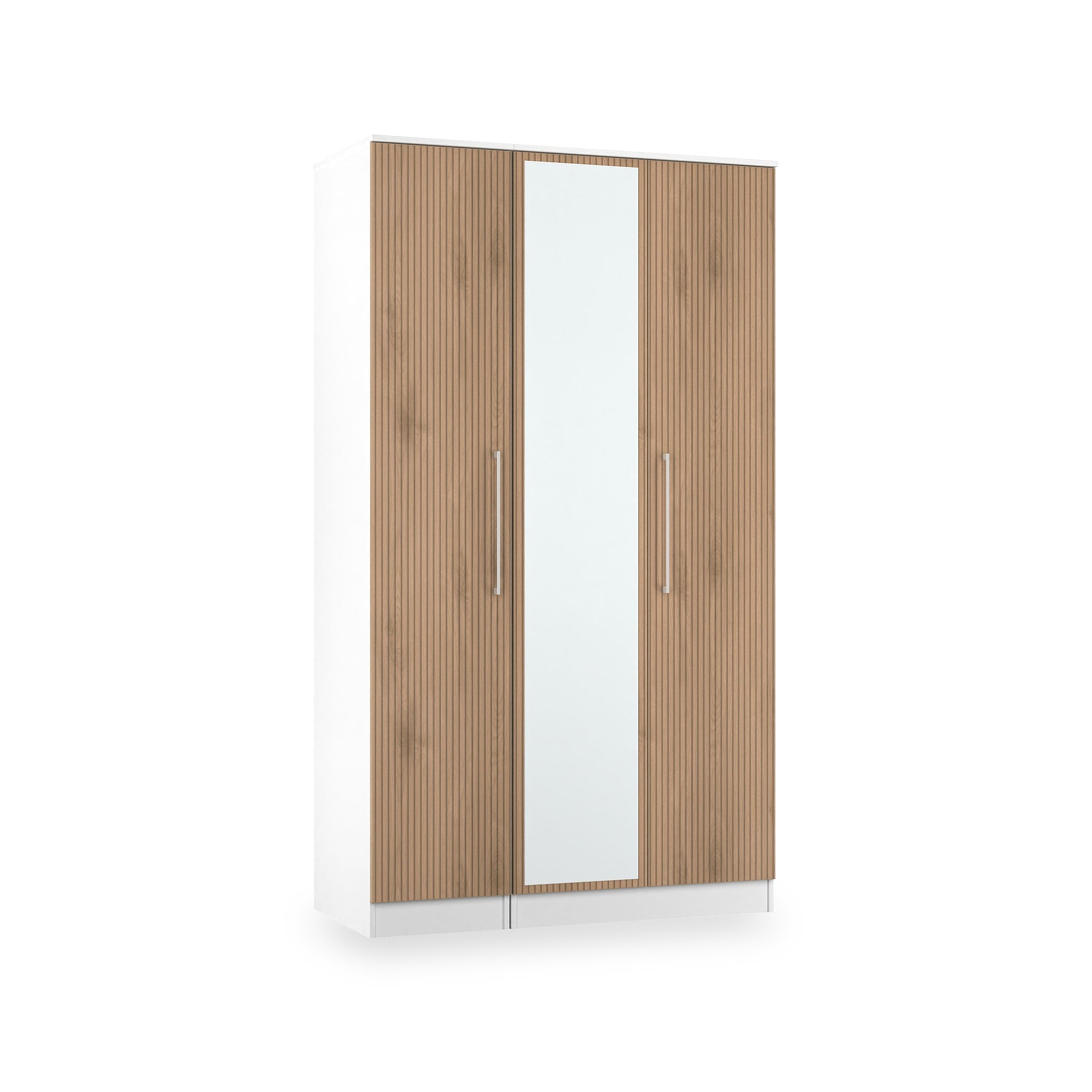 Ellington Triple Mirrored Wardrobe Slatted Effect White from Roseland Furniture