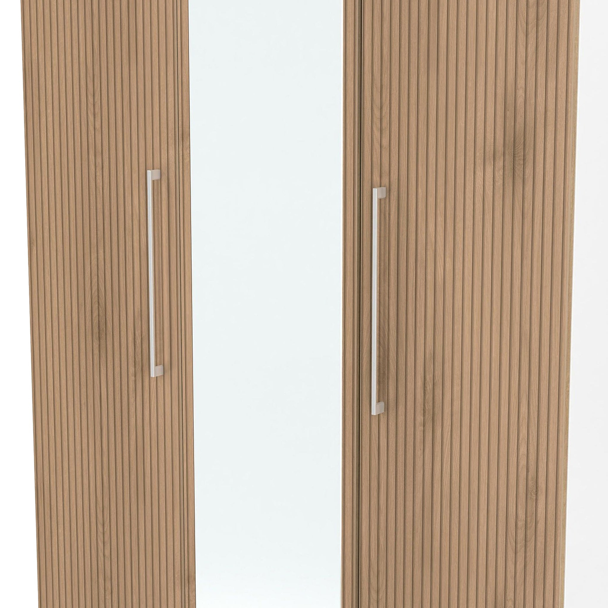 Ellington Triple Mirrored Wardrobe Slatted Effect White from Roseland Furniture