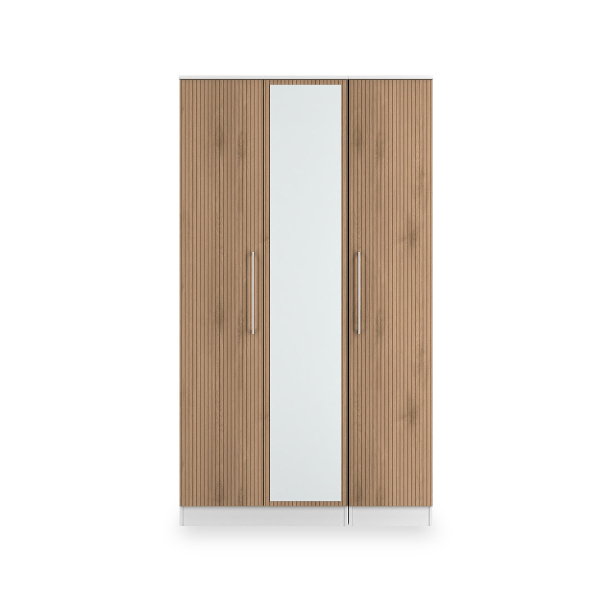 Ellington Triple Mirrored Wardrobe Slatted Effect White from Roseland Furniture